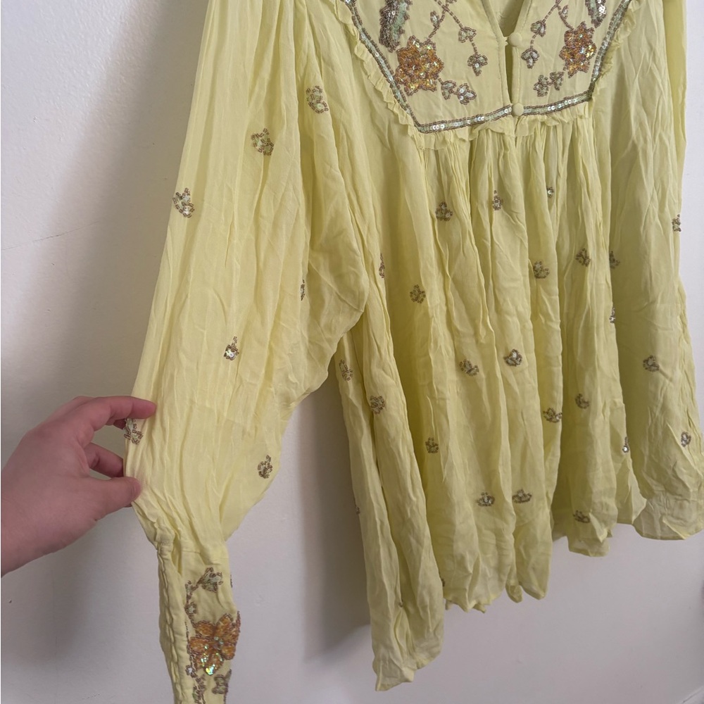 Free People Bali Golden Sun Mini Dress Jeweled Boho Chic Women’s Medium NWOT - Picture 4 of 10